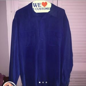 Vintage men’s shirt 100% silk Royal blue